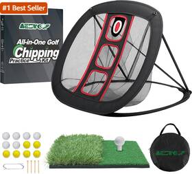 Aeswgof 445040029094 Golf Chipping Net Set With Mat And 12 Practice Balls All-in-one Training Ki