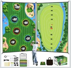 Aetisy 705354010483 Double Sided Golf Chipping Game Mat 6x5ft Practice Indoor Outdoor Play