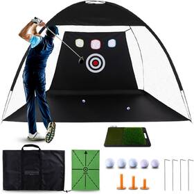 American Heritage Golf 711181875997 Practice Net With Dual Mats 3 Tees And 5 Balls Training For Indoo