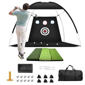 Aspire Home 199284876682 Golf Hitting Net 10x7ft With Tri Turf Mat Nets For Backyard Driving Rea