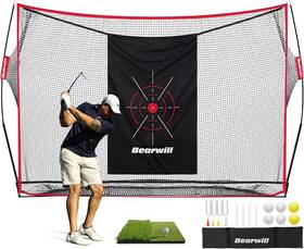 Bearwill 313052626624 Golf Net 10x7ft Heavy Duty Practice With Mat Target Cloth 8 Gol