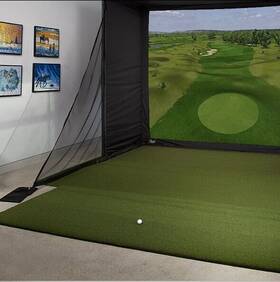 Sim9 Big Moss Golf Indoor Simulator Practice Bay With Hitting Green For 9 Ft Ceiling