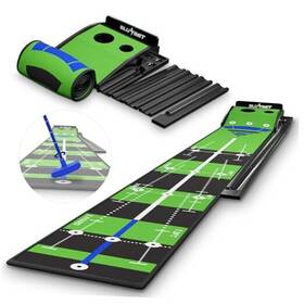 Blu Limit 198715576498 Blulimit Golf Putting Mat - 10ft Wooden Indoor Green With Ball Return