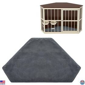 Kao-croblissful-2827 Brand Croblissful Deluxe Large Dog Crate Bed - Plush Washable Corner Mat For Cages Soft Gray Pad