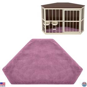 Kao-croblissful-4129 Brand Croblissful Deluxe Large Dog Crate Bed - Soft Washable Corner Mat For Pets Pink Linen