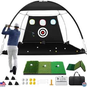 Brand Zaznol B0f8q3bzpr 10x7ft Golf Hitting Net With Foldable Mat For Indoor/outdoor Practice
