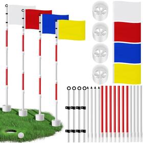Burbell Duu-burbell-0962 4 Pack Golf Flag Stick 6ft Putting Green Flags Blank Style Colored