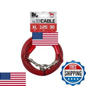 B01k5ywlz2 Bv 30ft Heavy Duty Reflective Dog Tie Out Cable Lead - Up To 125 Lbs