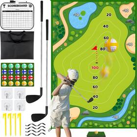 Cecnamt 712110557236 Golf Chipping Game Battle With 2 Club And Hitting Mat Chip Sticky P