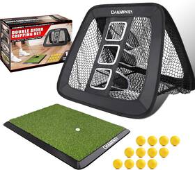 Champkey 711181995282 Golf Chipping Net Set Double Sided Mat Foam Balls Training Practice