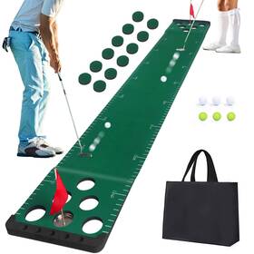 Chriiena 798336588940 Golf Putting Game Set Green Pong Mat Include 6 Balls 1 Portabl