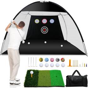 Clq 755801944083 Golf Net 10x7ft Practice With Tri-turf Mat All In 1 Home