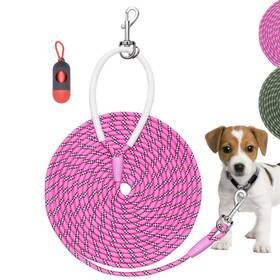 B0d7zqm97z Codepets 20ftx1/4in Pink Lightweight Reflective Nylon Training Leash With Silicone Handle