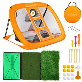 Cookopro 768561038954 Golf Chipping Net Set Pop Up With Durable Rubber Training Mat 10 Gol
