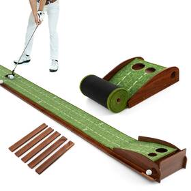 Hcst00229 Costway Golf Putting Green 2-hole Mat For Indoors And Outdoors With Auto Ball Return