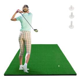 Costway S806a24334 5x3ft Standard Realistic Feel Golf Practice Mat Putting Synthetic Turf With Tee