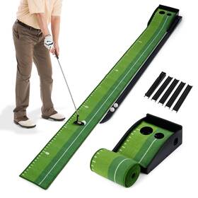 Us-2hcst12837 Costway Putting Green Indoor With Auto Ball Return 3 Practice Balls Non-slip Base