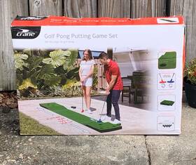 Crane 27038 Golf Pong Putting Mat 100in Green Foldable/portable With 2 Putters Set