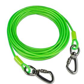 B0bf51fdfs Cwlovys Dog Tie Out Cable - 50ft Lightweight With Swivel Non-winding For Small Dogs