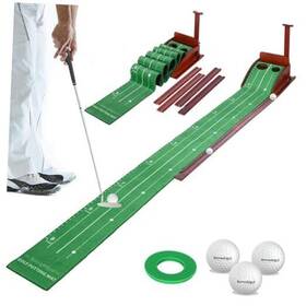 Dlgpm001gm-809 Dennly Indoor Golf Putting Mat-practice-outdoor - 9.8ft Portable Perfect Green