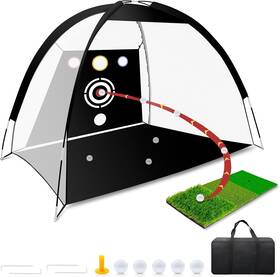 Dikutar 445052272228 Golf Net - Upgraded 10x7ft Practice With 5 Balls Tri-turf Mat And Portable