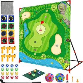 Dybaxa 647697073957 Golf Chipping Game 54x54 Target Mat With Balls Bean Bags Axes Soccer Kids Adults
