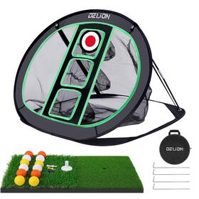Dzlion F1177k-11-n Golf Chipping Net Pop Up And Mat Set Target Foldable