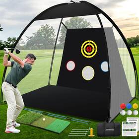 Eagleglo 313090487430 Golf Net Practice - 10x7ft Backyard Driving Range With Alignment Sticks Indoor