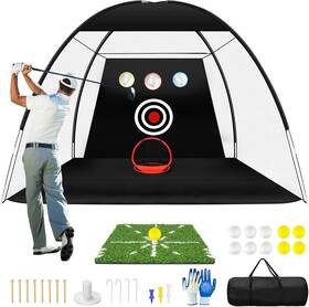 Eapele 612461298645 10x7ft Golf Net With Mat Target Cloth All In 1 Home Hitting Training