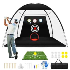 Eapele 647535522135 Golf Net 10x7ft Practice With Mat All-in-one Mult-target Golf
