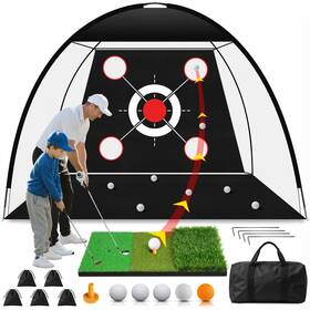 Exoemts 711474150321 Golf Net 10x7ft With Triturf Mat Ball Target And Bag Allinone P