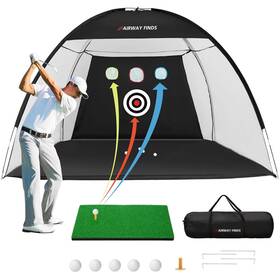 Fairway Finds 683760012883 Golf Practice Net - 10x7ft With Target Includes 1 Mat 5 Balls Tee Carry