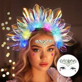Luh919 Farochy Headbands - Led Glow Headband With Face Jewels. One Size Fits All 3