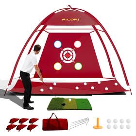 B0fpqy892t Filori Golf Practice Net 10x7ft - Hitting Tri-turf Mat 8 Balls Tee