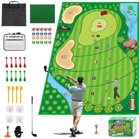 Fincome 670724554600 Golf Chipping Game Mat Set Hitting Training Practice Outdoor Indoor