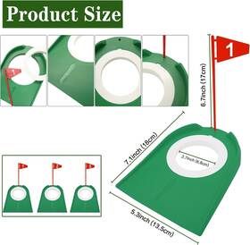 Finger Ten 022275032920 3 Pcs Golf Putting Cup Hole Training Aids Putters With Plastic Flag
