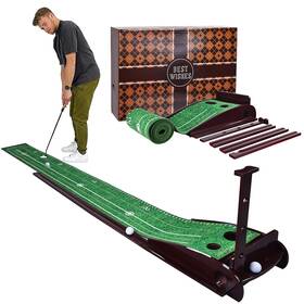 Fitvids 810115536505 Putting Green Mat With Automatic Ball Return 3 Balls Included