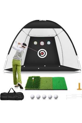 Foshanshi Folitiyuyongpin Youxiangongsi 705353511769 Golf Net 10x7ft Practice With Tri-turf Mat All In 1 Home Hi