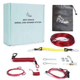 Furggis B0dh283fqn Dog Runner Anti-shock Aerial Trolley System 50-200ft Heavy-duty Run Cable Bungee