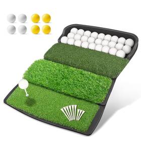 Golfguru 196852670352 Golf Mat Foldable 4-in-1 Hitting Mats Practice With Ball Tray 8 B