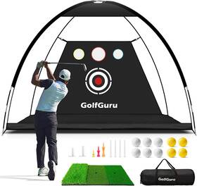 Golfguru 313106444495 Golf Net 10x7ft All In 1 Practice With Xl Tri-turf Mat Impact Ta