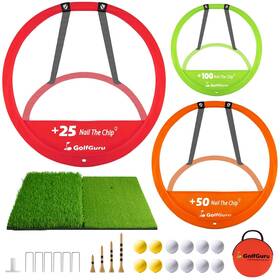 Golfguru Gn-cg-a-s-01 Golf Chipping Net Practice And Foldable Mat With 12 Balls