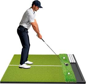 Golfpar 313101018035 Dual Turf Golf Hitting Mat With Ball Tray 5x4 And 6x4 Ft 26mm/31mm Thick Alignm