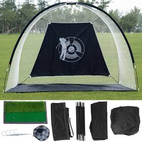 Sp36335 Goplus Portable 10ft Golf Practice Set Hitting Net Cage With Target Bag Ball Grass Mat
