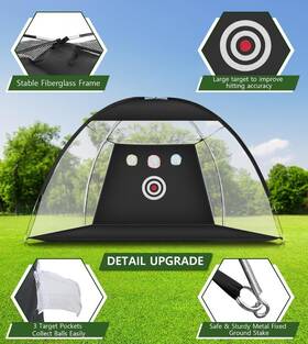 Guecar 711181553635 Golf Net 10x7ft Practice With Tri-turf Mat All In 1 Hitting Aid