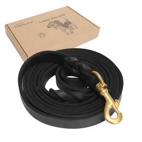 Guiding Star B09x78r1th 8ft Leather Dog Leash For Large Dogs - Heavy Duty Handmade Soft