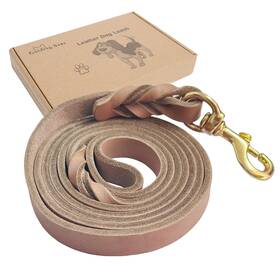 Guiding Star B0d9j3mfrr 6ft Heavy Duty Soft Braided Handmade Leather Dog Leash For Medium/l