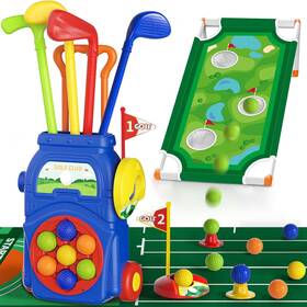 Haofengda Toys Factory 445056958975 Kingtop Toddler Golf Set With Putting Mat And Cornhole Board Kids Clubs 3-5