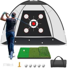 Haoxuewujin-ds 445044413493 Golf Net With Practice Mat Hitting Aid Nets 10x7ft For Backyard Driving Chi