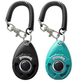 B07f6fttm7 Hoaooo Pet Training Clicker With Wrist Strap - 2 Pack Black And Blue